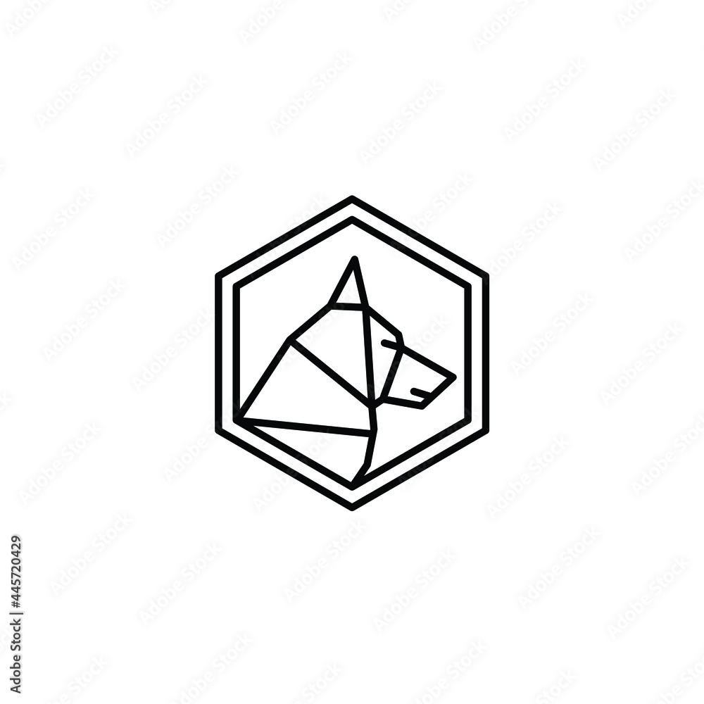 geometric siberian husky dog in the hexagon shape logo design vector illustration geometric siberian husky dog in the hexagon shape logo design vector illustration