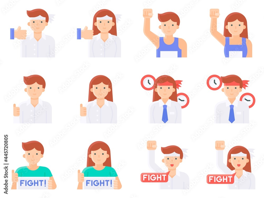 Positive Thinking And Motivation Avatar set 3, vector illustration Positive Thinking And Motivation Avatar set 3, vector illustration