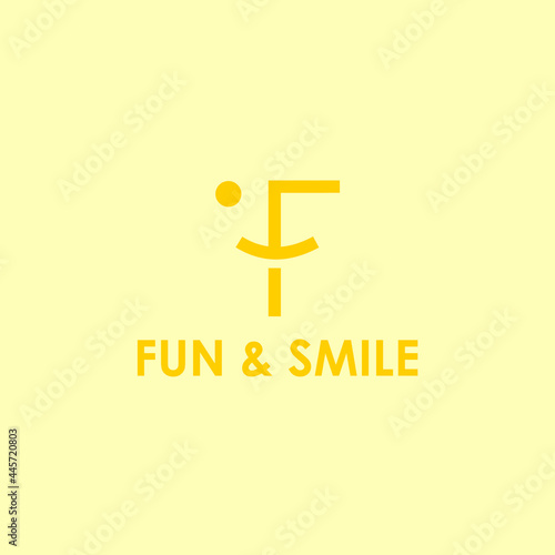 initial letter f for fun human face smiling logo design vector illustration