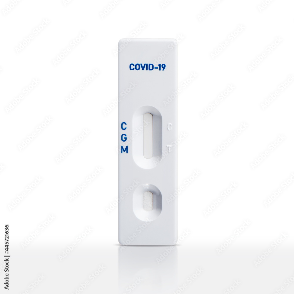 Rapid antigen test cassette for Covid-19 isolate , laboratory equipment with clipping path put on background Rapid antigen test cassette for Covid-19 isolate , laboratory equipment with clipping path put on background