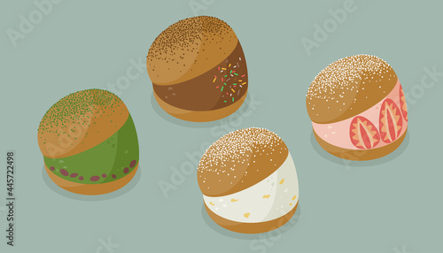 デコレーションされたマリトッツォのベクターイラスト素材