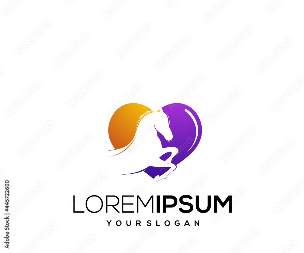 horse animal heart logo design template horse animal heart logo design template