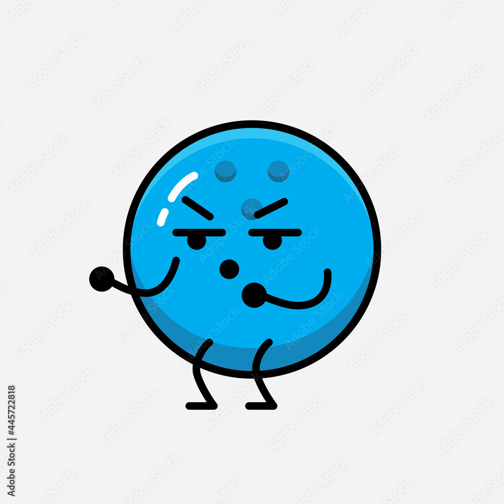 Vector Illustration of Bowling Ball Character with cute face and simple ...