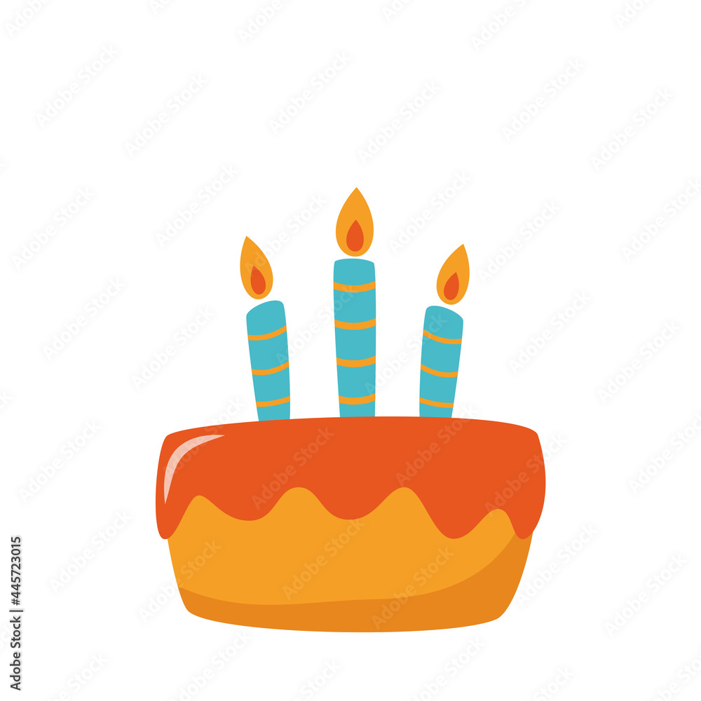 Cute birthday cake with candles. Simple vector flat style illustration. Cute birthday cake with candles. Simple vector flat style illustration.