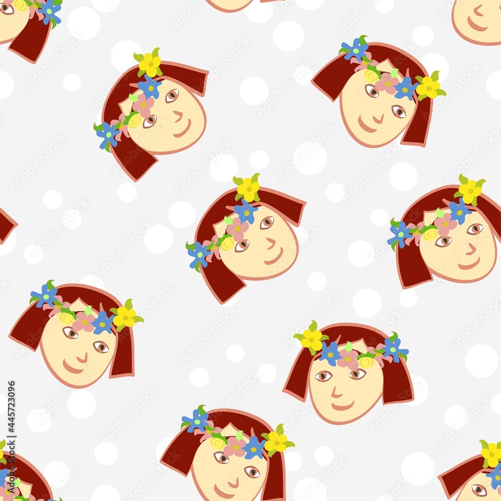 Cute Girl Smiley Faces Repeat Pattern