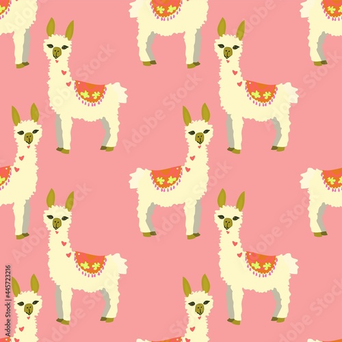 Fun Llama Repeat Pattern On Pink © Josephina Devina
