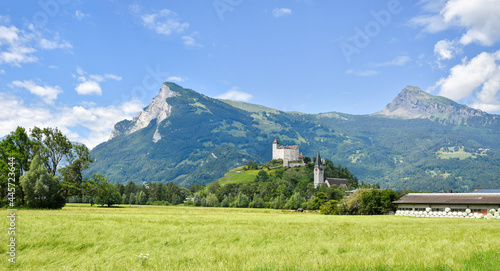 Bild auf Leinwand historic Gutenberg fortress near Balzers, Principality of Liechtenstein