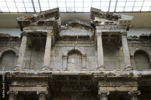 Low angle of the Market gate of Miletus in Pergamonmuseum in Berlin, Germany photo