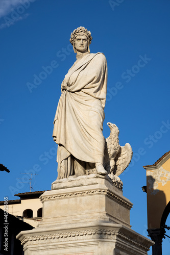 Renaissance statue of Dante Alighieri, Piazza Santa Croce, UNESCO World Heritage Site, historic centre, Florence, Tuscany, Italy photo