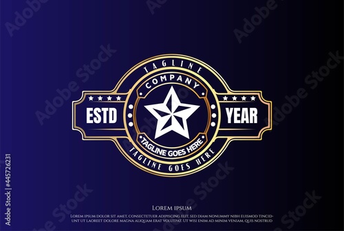 Vintage Golden Star for Fight Champion Belt Logo Design Vector