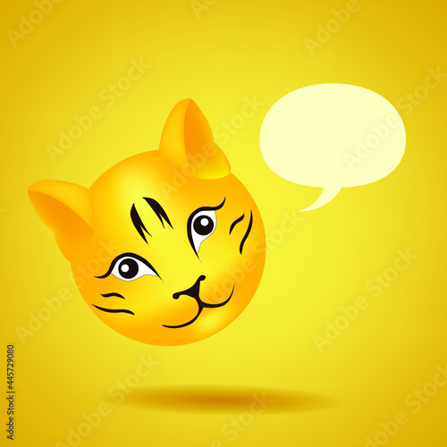 Emoji vector illustration. Tiger icon emotes. Isolated emoticon symbol on yellow background. Social network emote icon