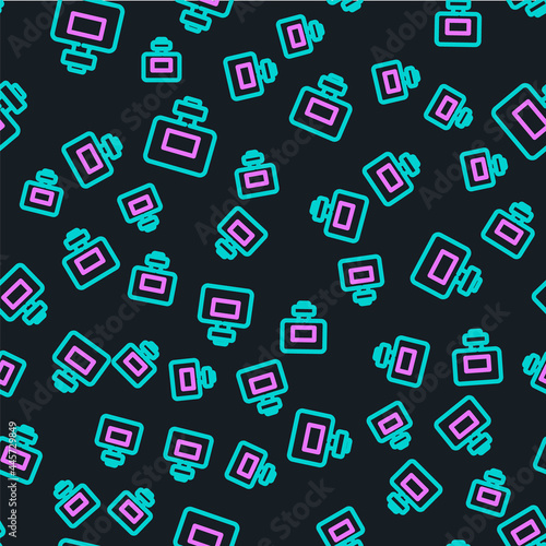 Line Perfume icon isolated seamless pattern on black background. Vector