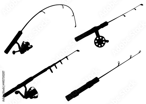 Spinning rod set. Vector image.