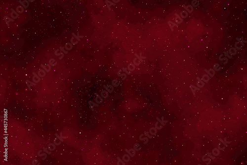 Red starry night sky. Galaxy space background. 