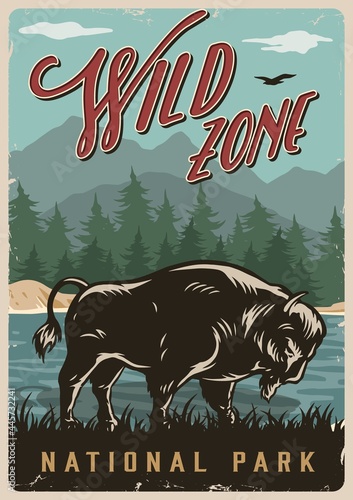 National park vintage colorful poster