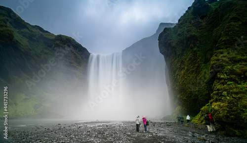 Skogafoss, Katla Geopark, South Coast of Iceland. Skógafoss Wasserfall in Island