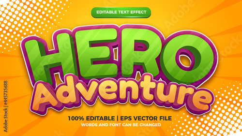 hero adventure cartoon comic 3d editable text style effect template