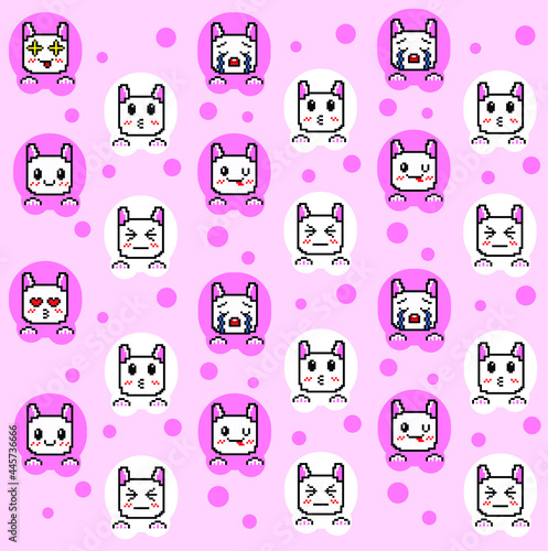 cute pattern emoticons with pixel art style