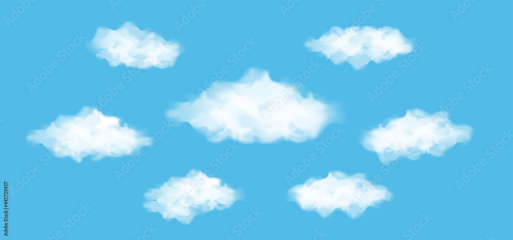 White cloud clipart collection. Vector editable