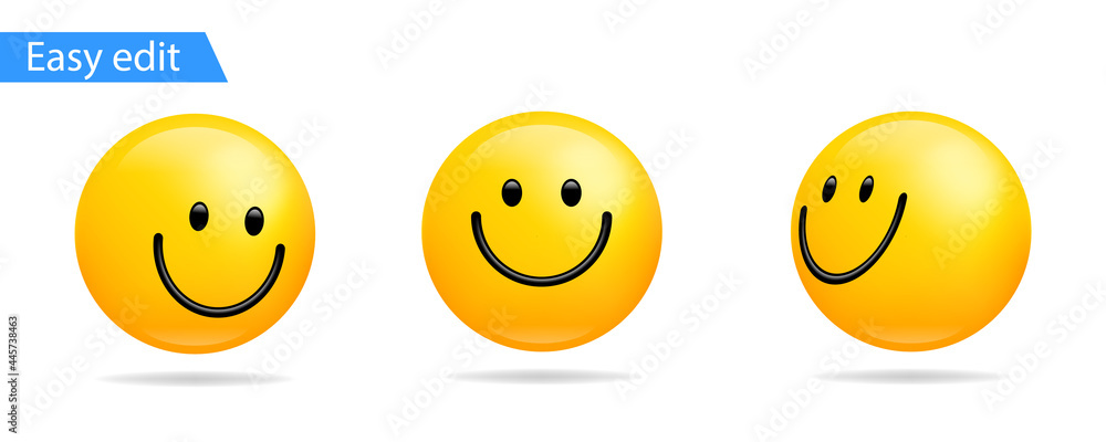 Fun emoji vector symbol. 3D smile face icon. Emojis happy character element.