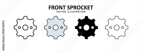 front gear sprocket vector icon design. car motorcycle spare part replacement service.