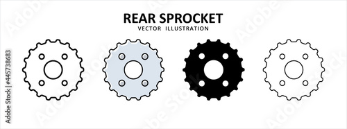rear chain wheel gear sprocket vector icon design. car motorcycle spare part replacement service.
