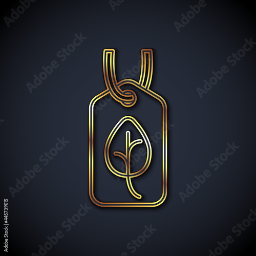 Gold line Vegan food diet icon isolated Gold line background. Organic, bio, eco symbol. Vegan, no meat, lactose free, healthy, fresh and nonviolent food. Vector