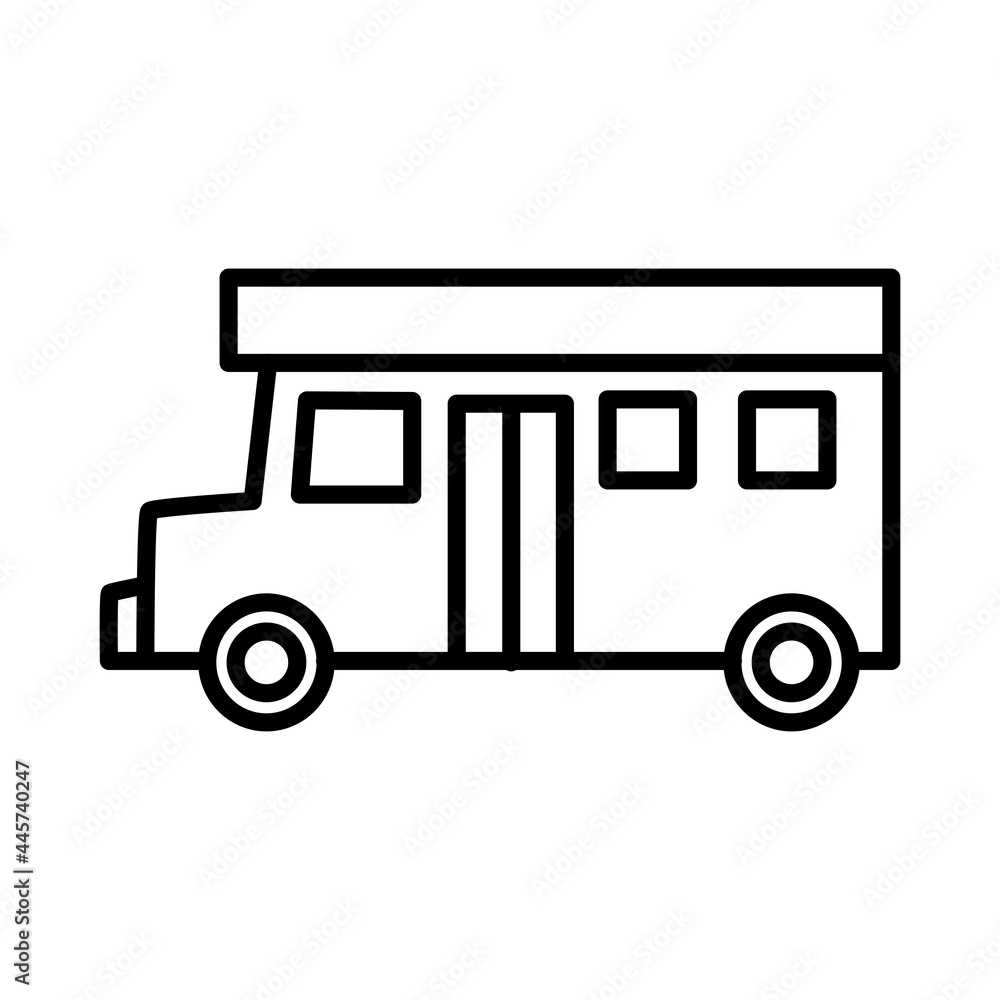 school bus simple icon design, vehicle outline icon