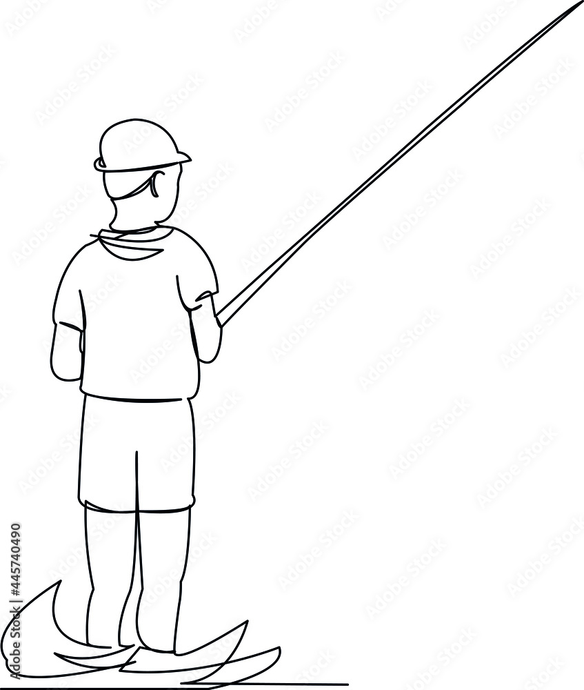 Obraz premium boy with fishing rod