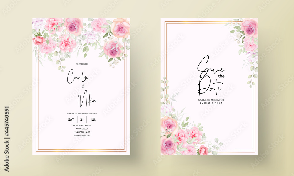 Beautiful Soft Flower Wedding Invitation Card_4