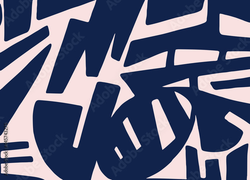 two-tone contrasting design with abstract pattern of different shapes