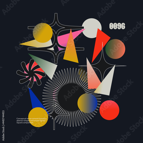Abstract art geometrical poster design layout with text and graphics