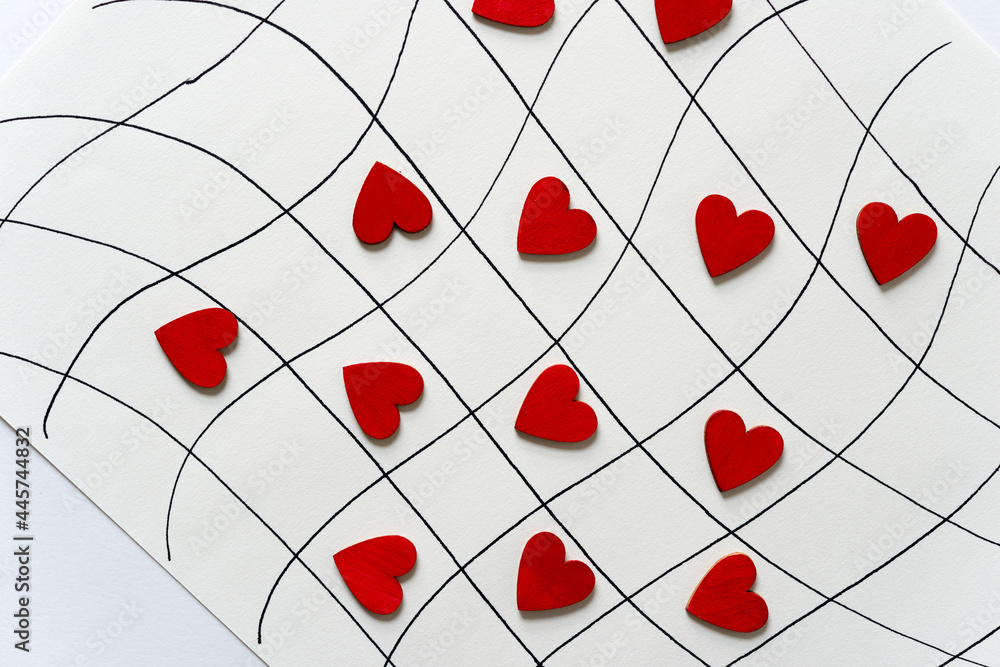 red hearts in a whimsical checkerboard arrangement red hearts in a whimsical checkerboard arrangement