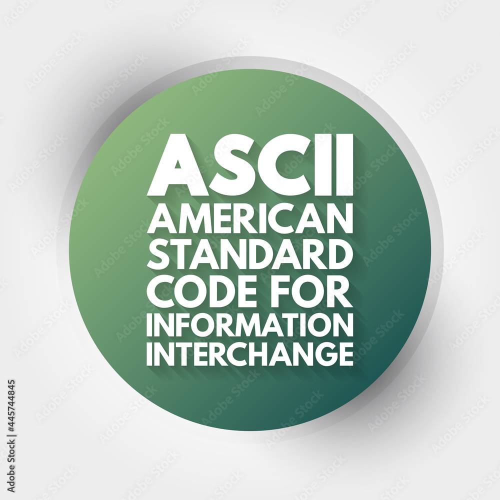 Naklejka premium ASCII - American Standard Code for Information Interchange acronym, technology concept background