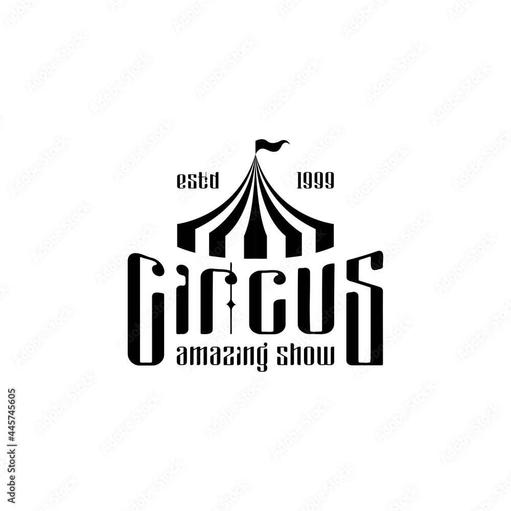 Circus tent logo vintage retro template vector illustration