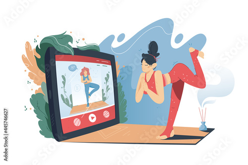 Young woman doing sports activities at home