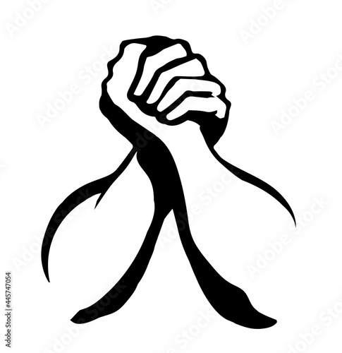 Hand wrestling contest. Vector drawing photo