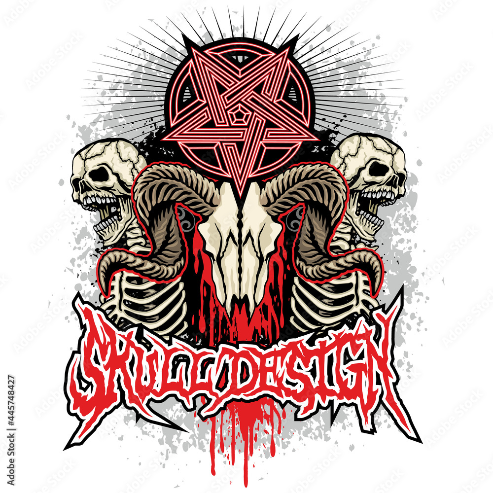 Obraz premium Gothic sign with skull, grunge vintage design t shirts