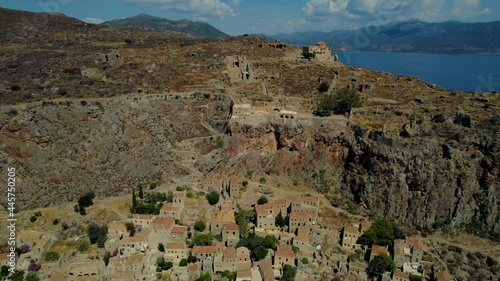 Hagia Sophia Church in Monemvasia Aerial Drone Footage in UHD 4K Aerial Drone Shot.
