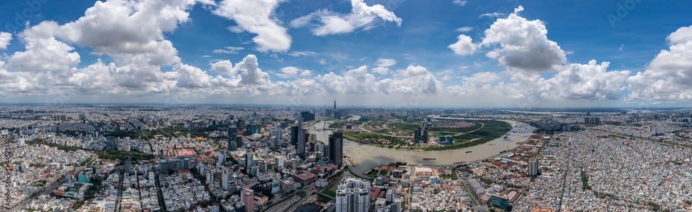 Panorama photo of Ho Chi Minh city in a cloudy day