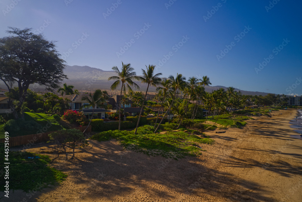 A aerial high definition photo of a beach near the town of Kihei on the island of Maui. A aerial high definition photo of a beach near the town of Kihei on the island of Maui.