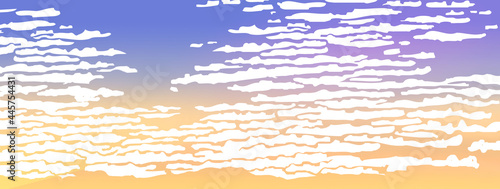 浮世絵風の秋の雲と夕焼け
