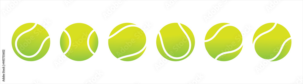 Tennis ball in different designs. Tennis ball. Sport concept. Vector illustration