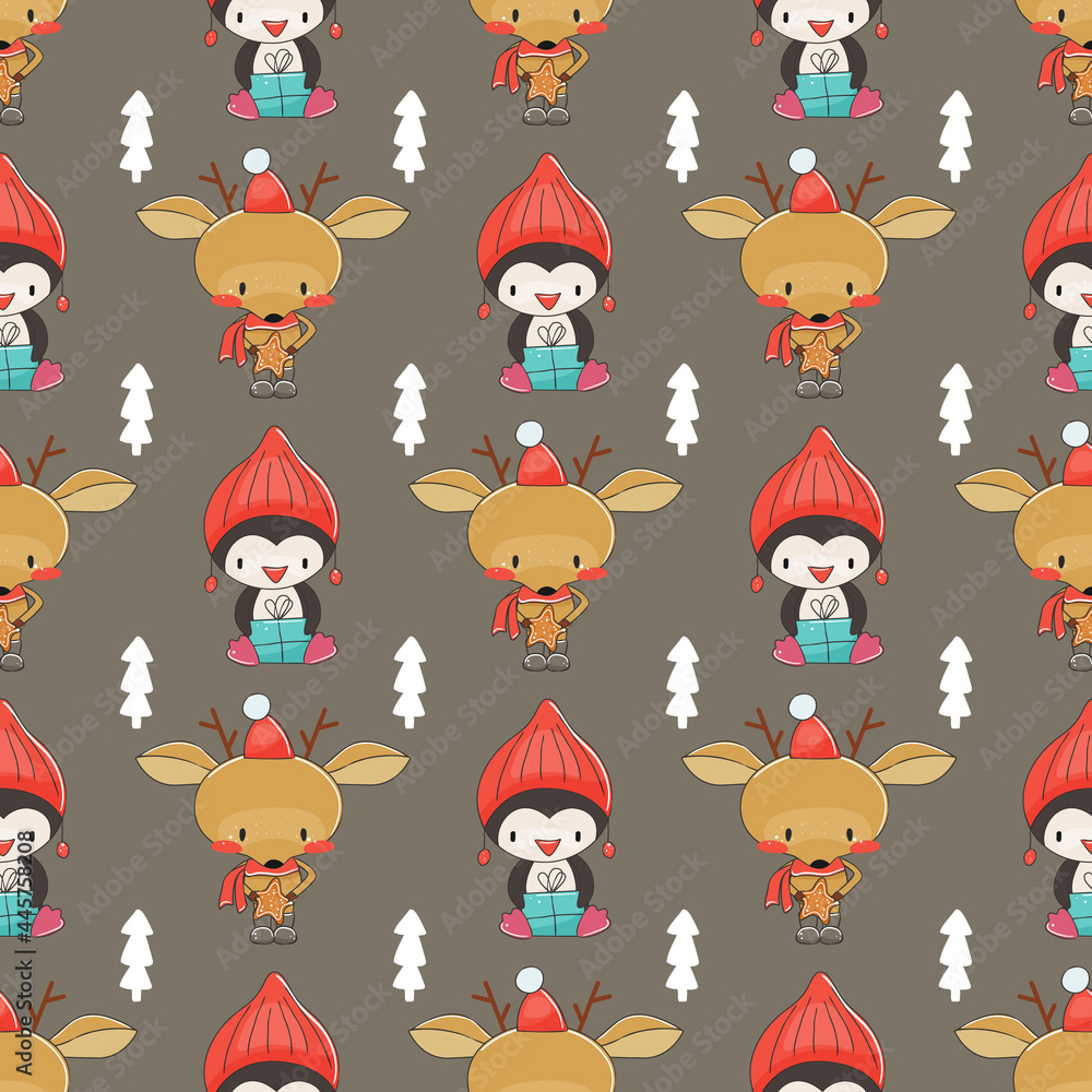 Cute merry christmas seamless pattern. Vector illustration. Cute merry christmas seamless pattern. Vector illustration.