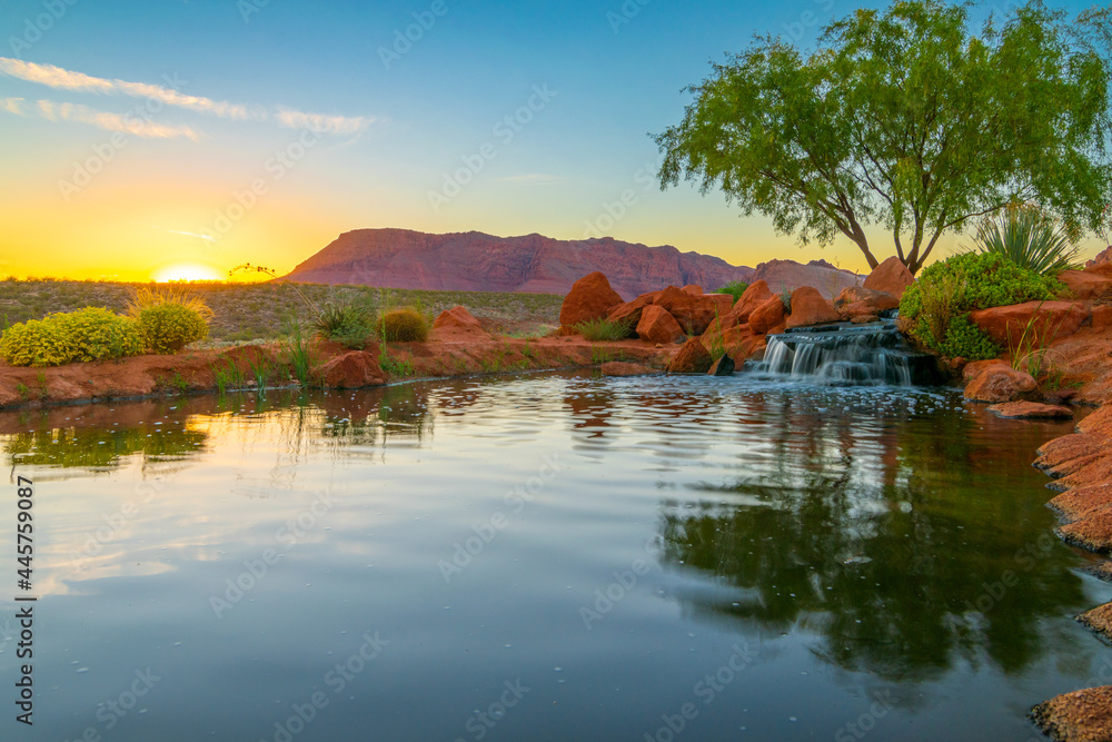 Fototapeta premium sunset over the river