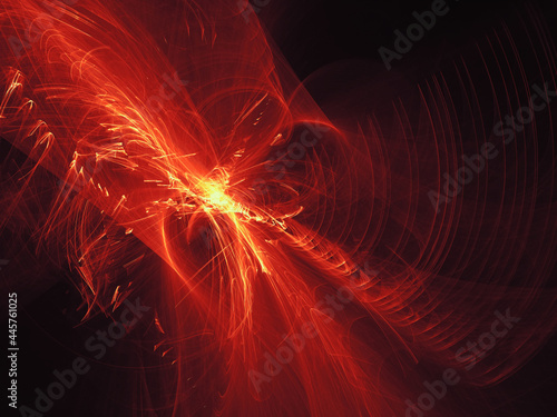 Full Frame Illustrated Background of Red Yellow Fire Sparks on Black