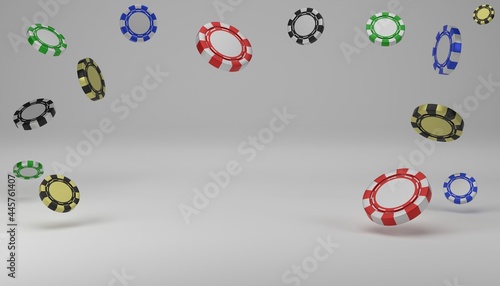 Casino token or casino chips for VIP luxury gamble casino game 3D rendering illustration