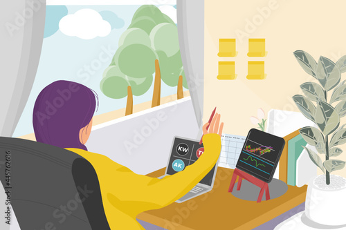 young people study and online training for new trading about stock and cryptocurrency from home during stage quarantine