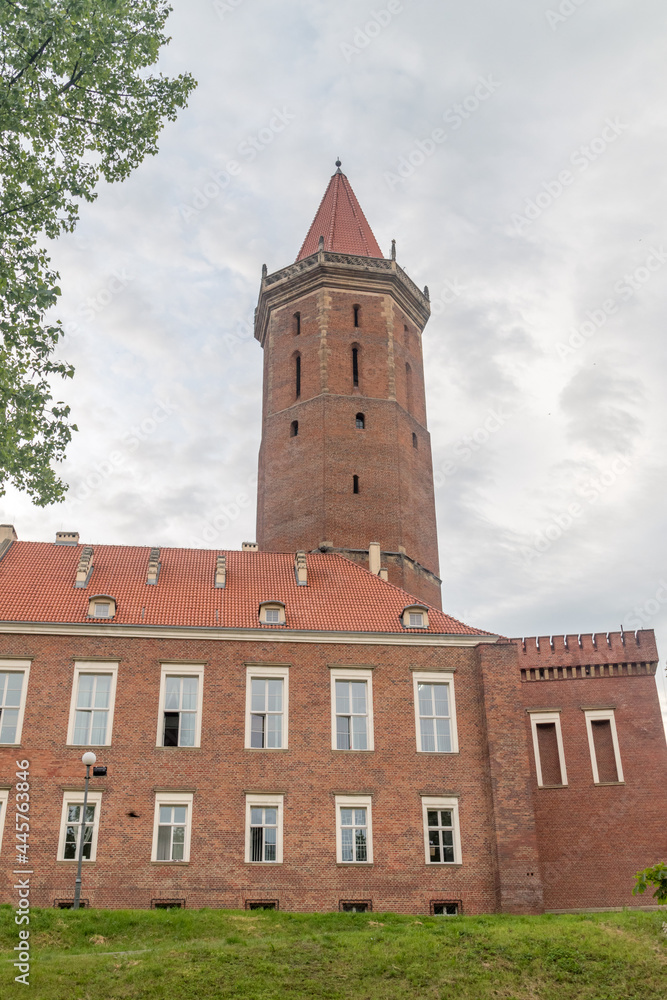 Tower of Medieval Gothic Piast Castle (Zamek Piastowski) in Legnica, Poland.