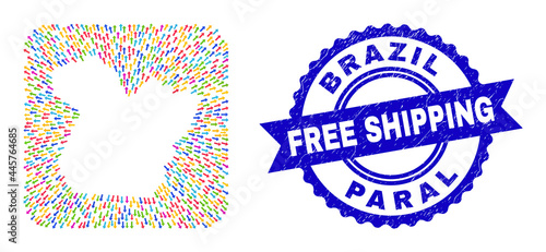 Vector mosaic Paral State map of motion arrows and grunge Free Shipping seal. Mosaic Paral State map designed as stencil from rounded square with navigation arrows.